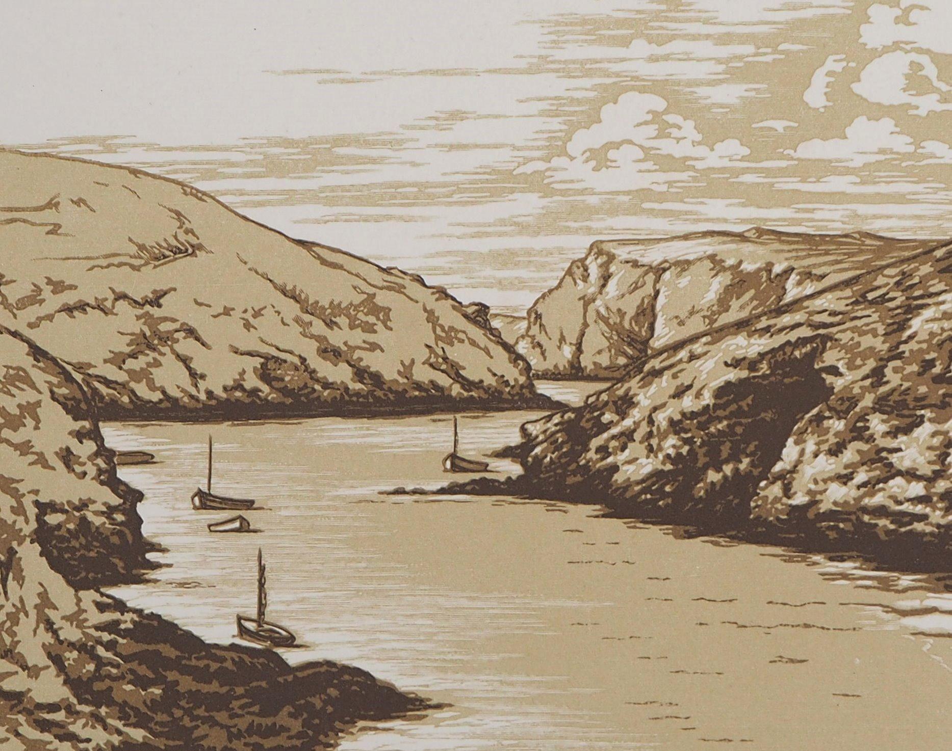 Seascape : Sailboats at Belle Isle - Original wooodcut, Handsigned & Numbered - Beige Landscape Print by Camille BELTRAND