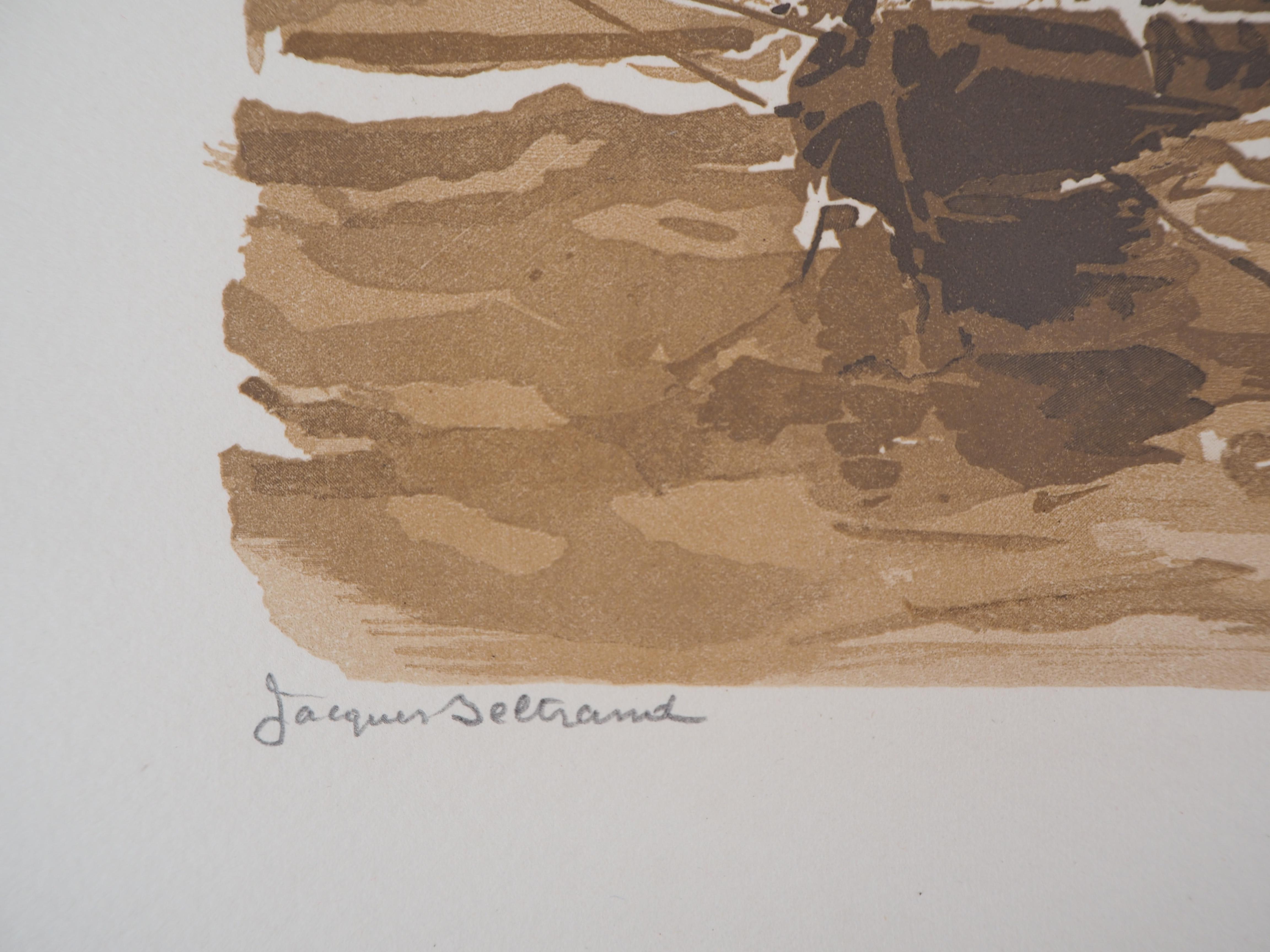 Seascape : the Sailboats - Original wooodcut, Handsigned & Numbered For Sale 1