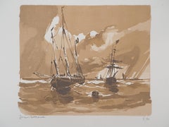 Seascape : the Sailboats - Original wooodcut, Handsigned & Numbered