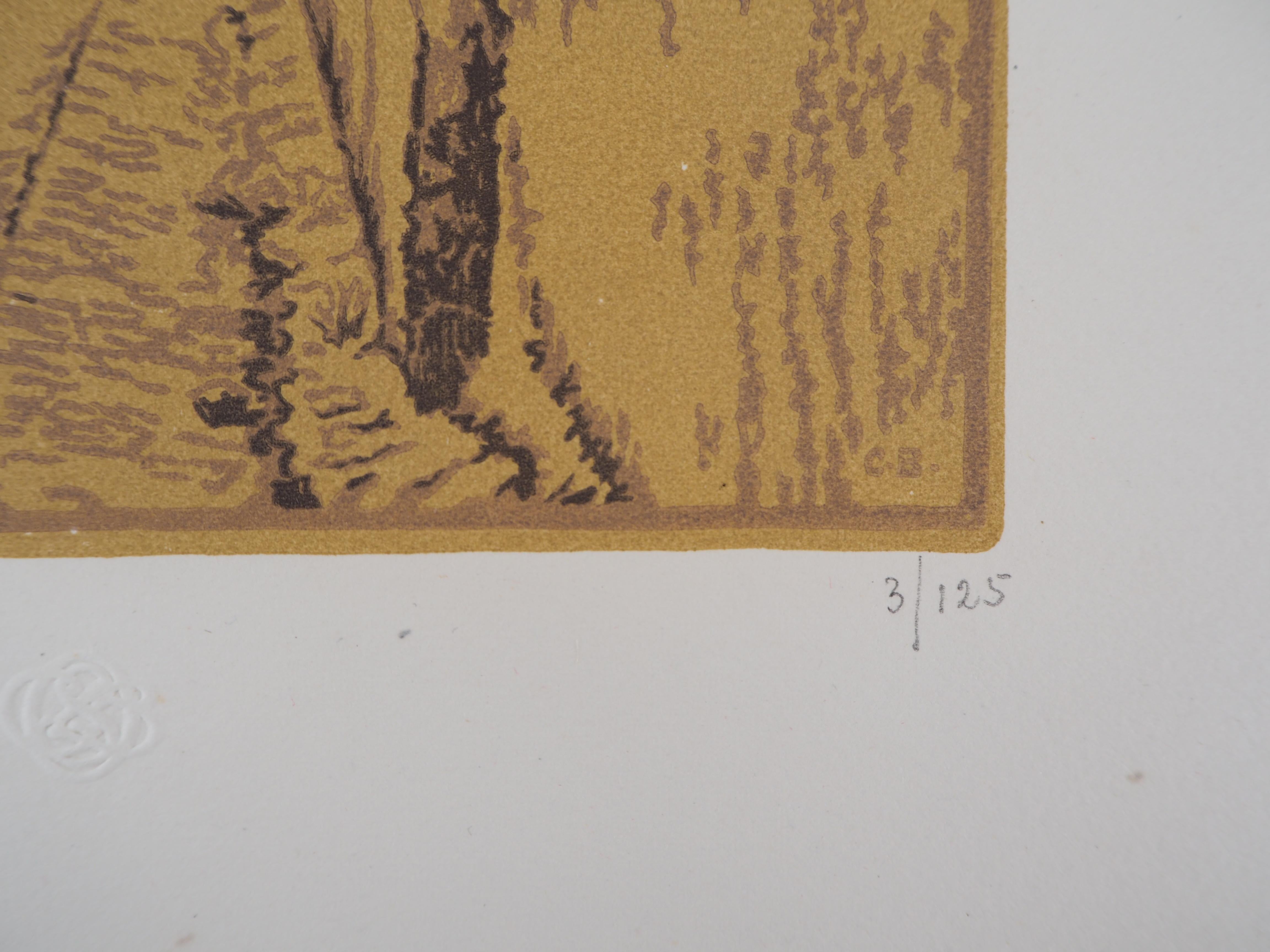 Camille BELTRAND (1877-1951)
Street from the old Paris, 1921

Original woodcut
Handsigned in pencil
Numbered /125
On vellum 32.5 x 25.5 cm (c. 13 x 10 in)
Bears the blind stamp of the editor 'Imagier de la Gravure sur Bois' (Lugt 1140a)

Excellent