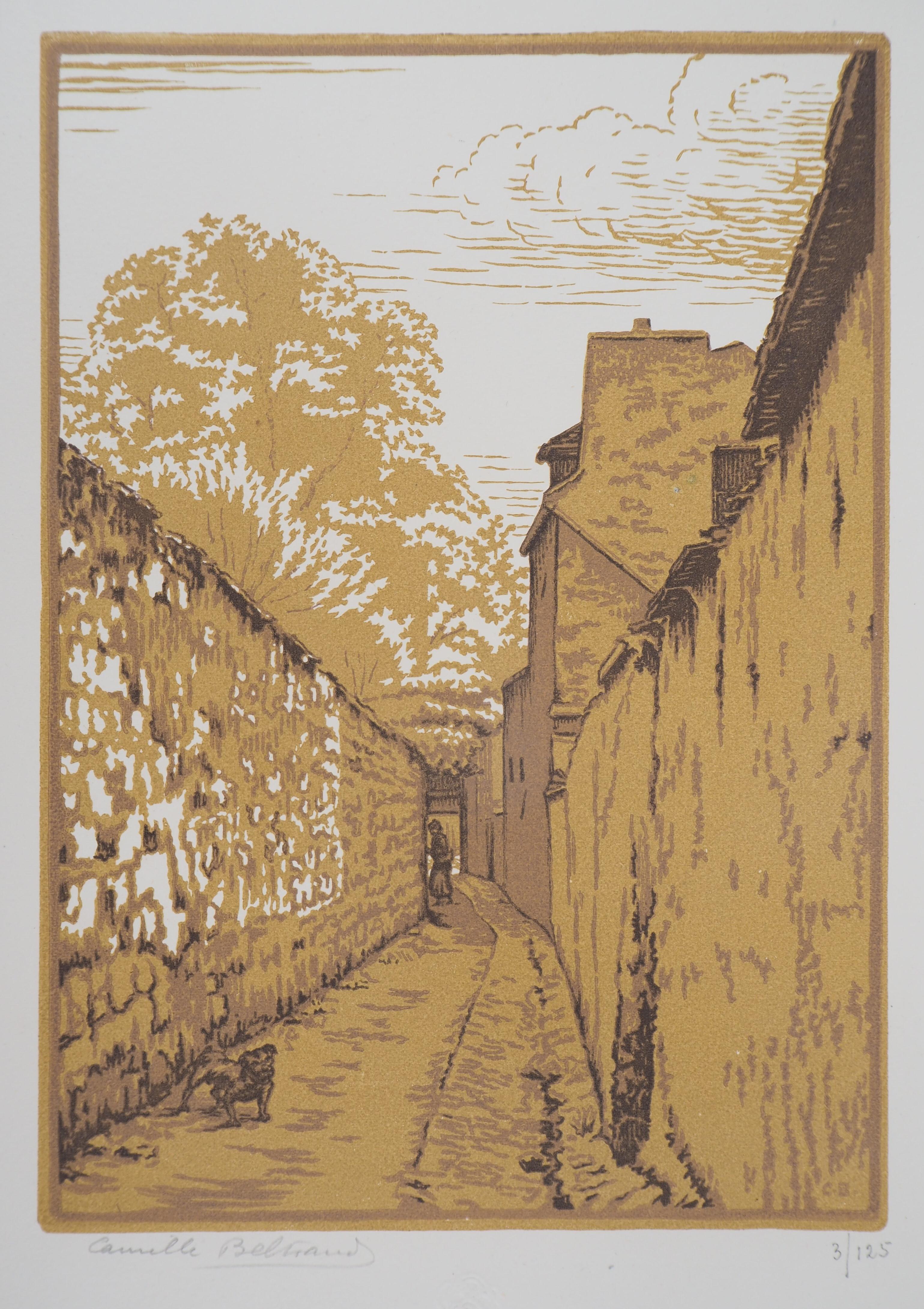 Street from the old Paris - Original wooodcut, Handsigned & Numbered