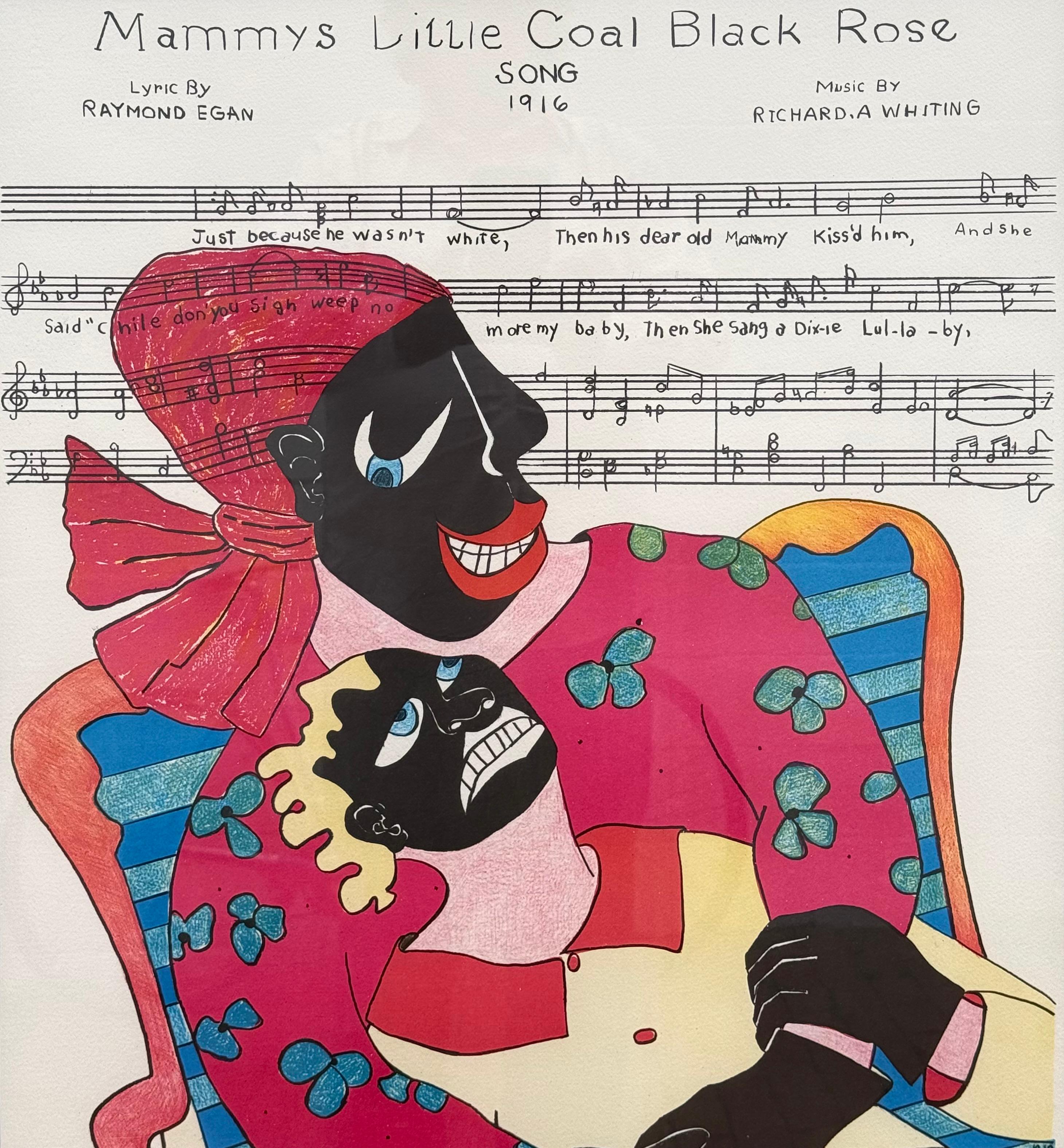 “Untitled” (Mammy’s Little Coal Black Rose) - White Figurative Print by Camille Billops