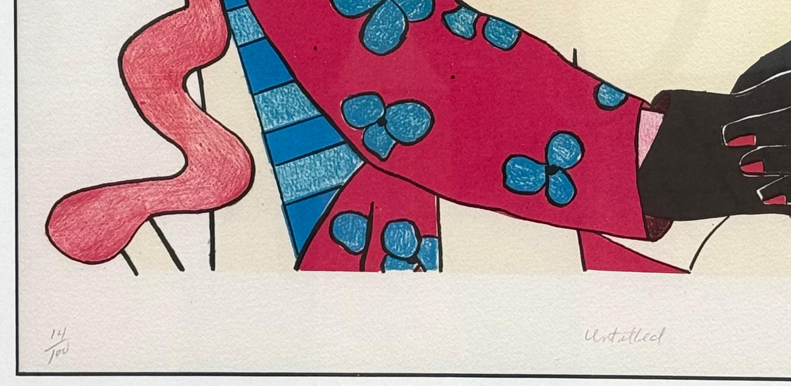 Original offset colored lithograph on archival paper by Camille Billops. From the Minstrel Series. Signed and dated in pencil lower right margin, 1992. Untitled but referred to as “Mammy’s Little Coal Black Rose”. Edition in pencil lower left margin