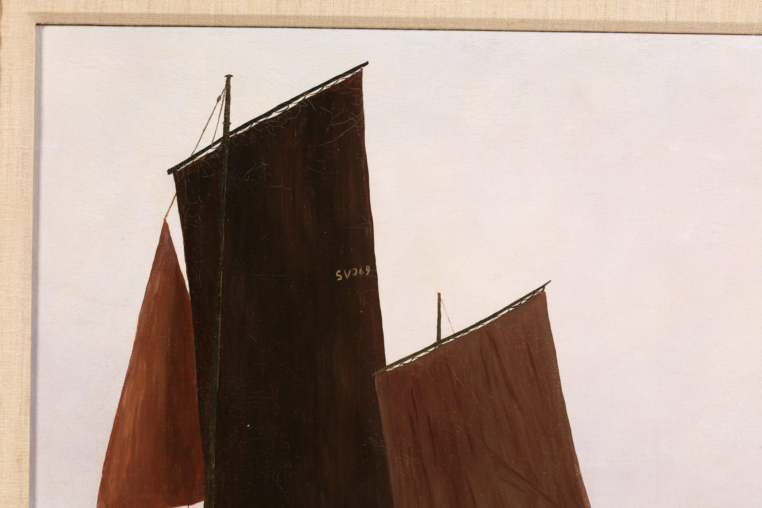 Bateaux sur la mer - Paesaggio marino naïf francese dipinto a olio da Camille Bombois in vendita 7