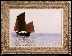 Bateaux sur la mer - French Naive Seascape Oil Painting by Camille Bombois