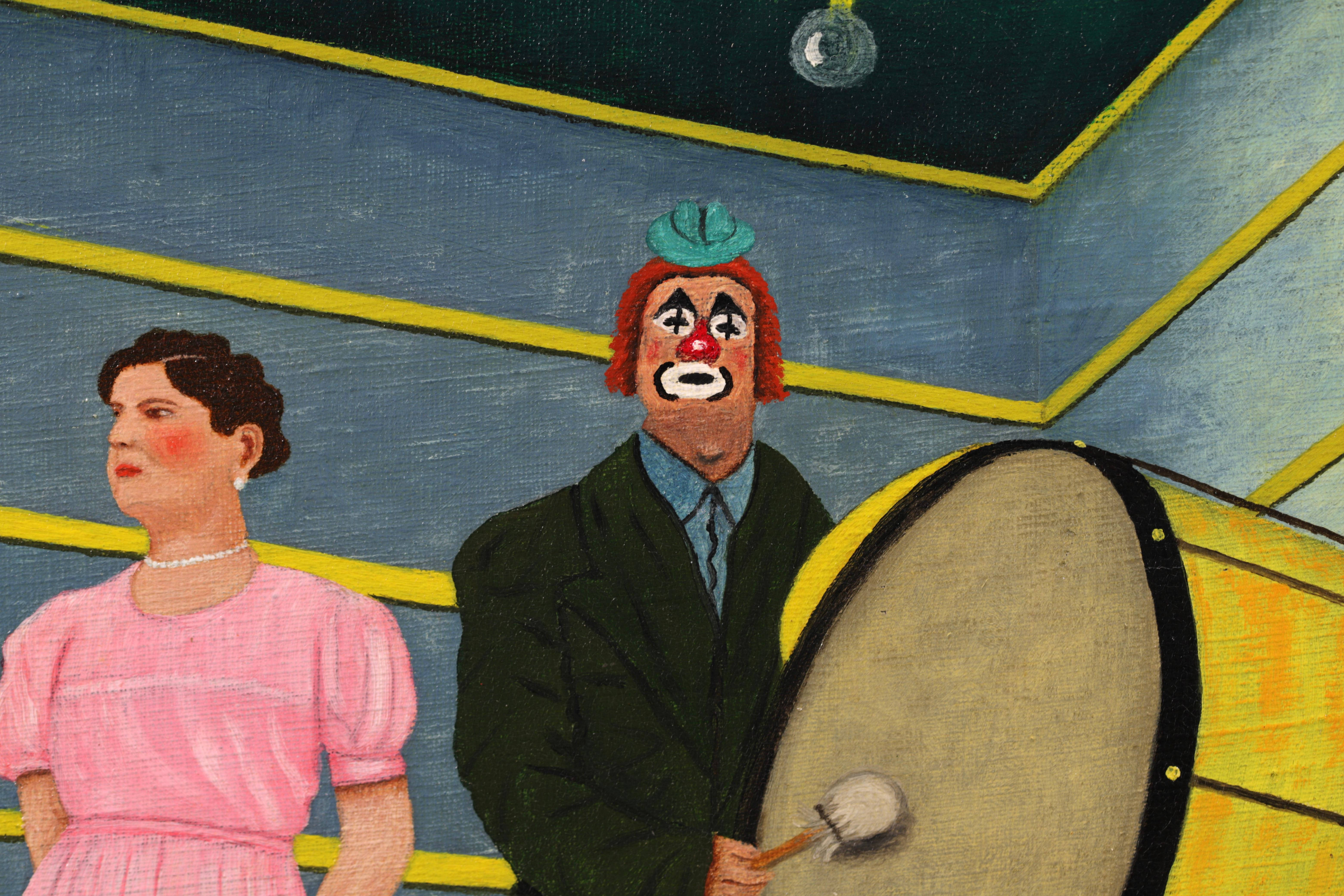 Circus-Darsteller – Französisches, naives, figuratives Ölgemälde von Camille Bombois 11