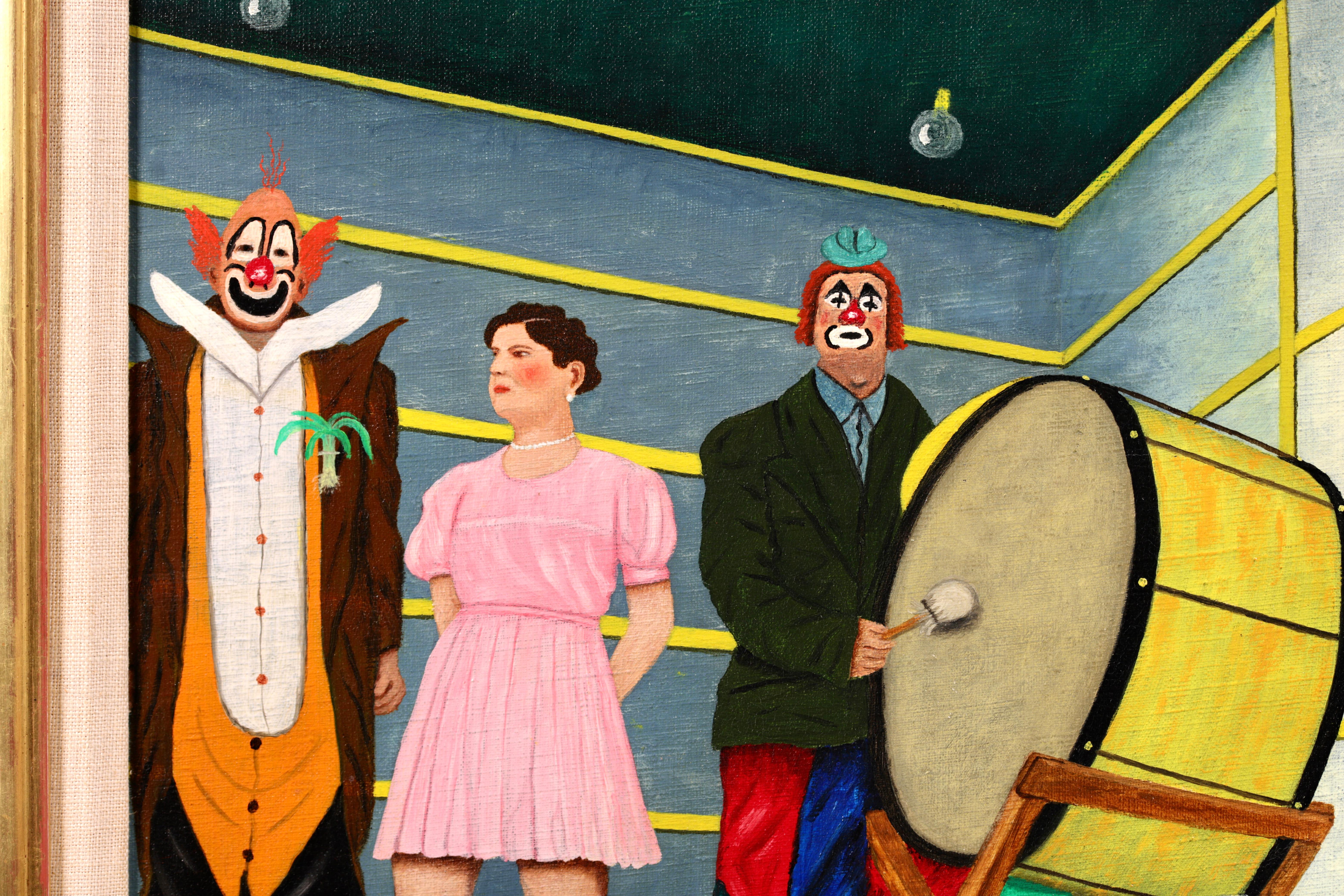 Circus-Darsteller – Französisches, naives, figuratives Ölgemälde von Camille Bombois 3