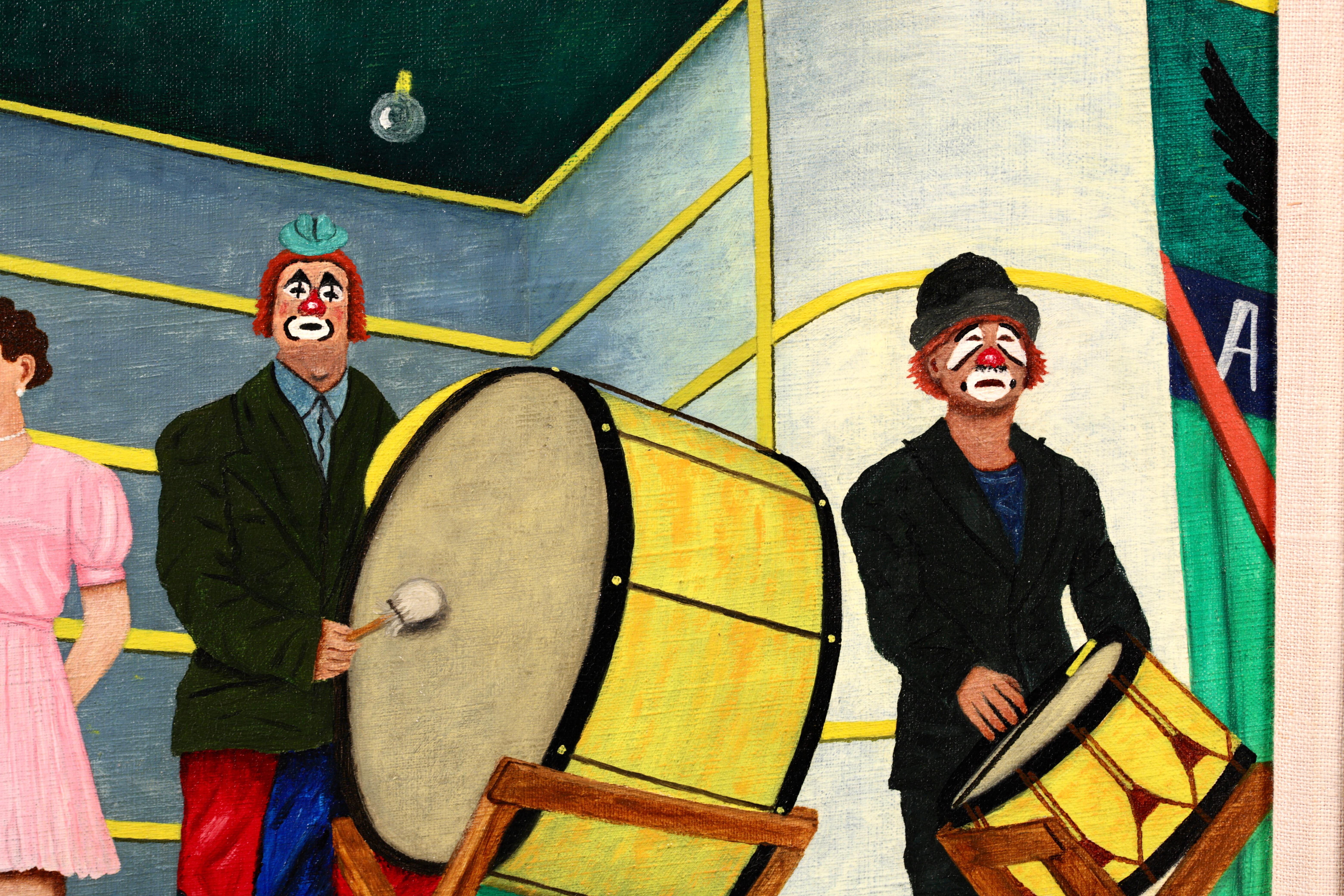 Circus-Darsteller – Französisches, naives, figuratives Ölgemälde von Camille Bombois 4