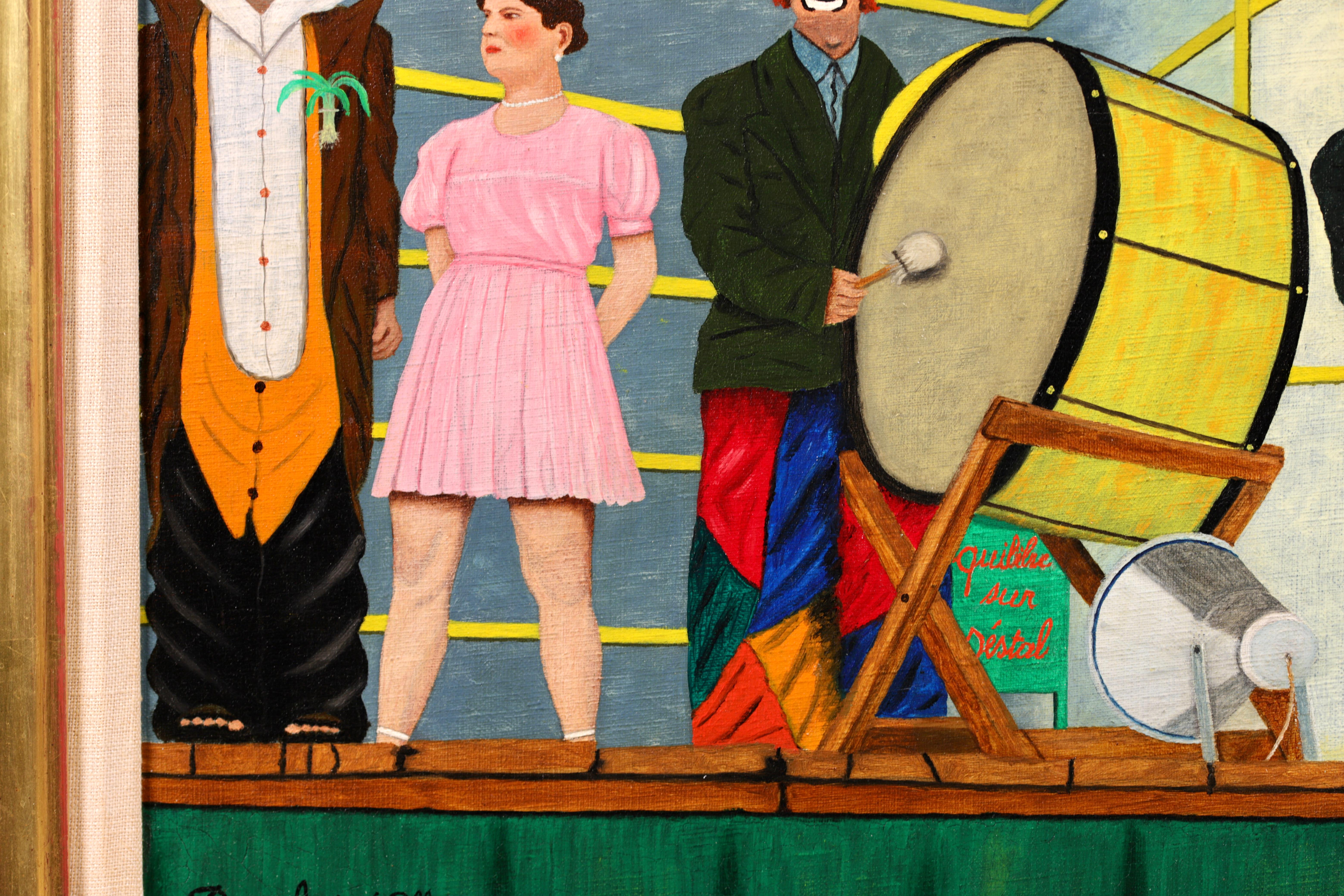 Artistas de circo - Óleo figurativo ingenuo francés de Camille Bombois 7