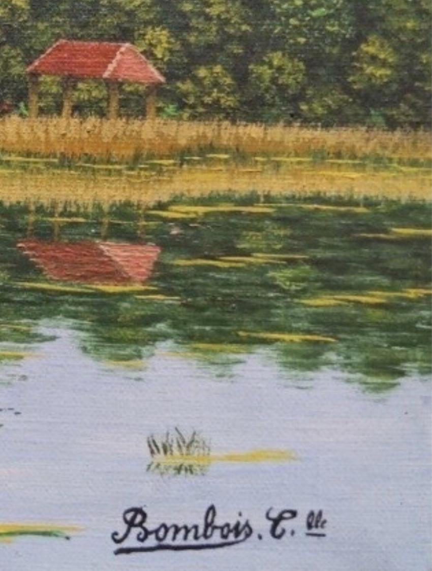 LES ÉTANGS À RIXENSART BÉLGICA 1940 río colorido pequeño lienzo al óleo firmado en venta 1