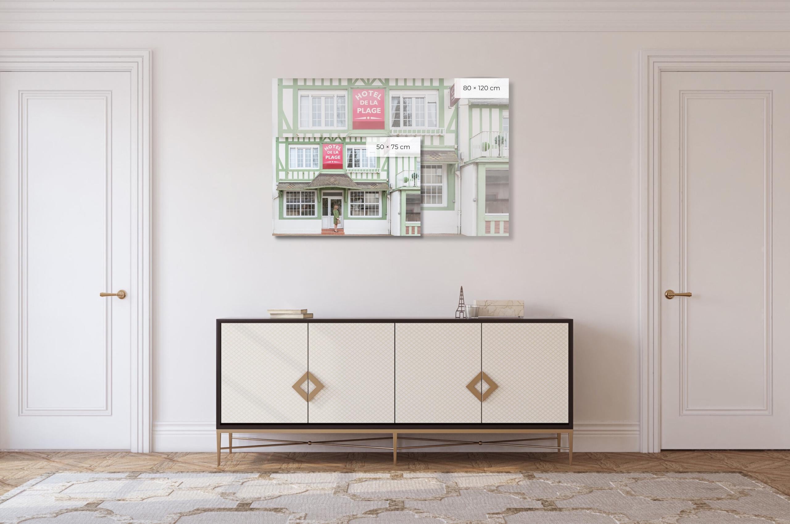 Hôtel de la Plage by Camille Brasselet - Contemporary photography, woman, pastel For Sale 1