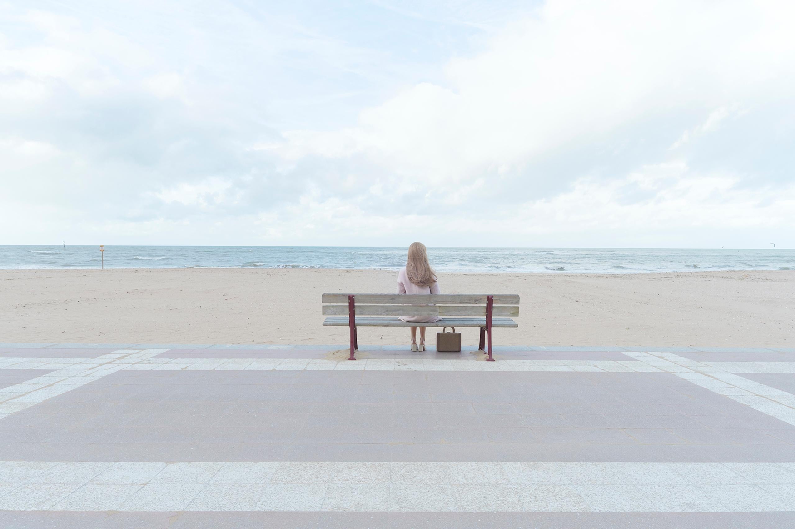 Houlgate Promenade by Camille Brasselet - Contemporary photography, beach, woman