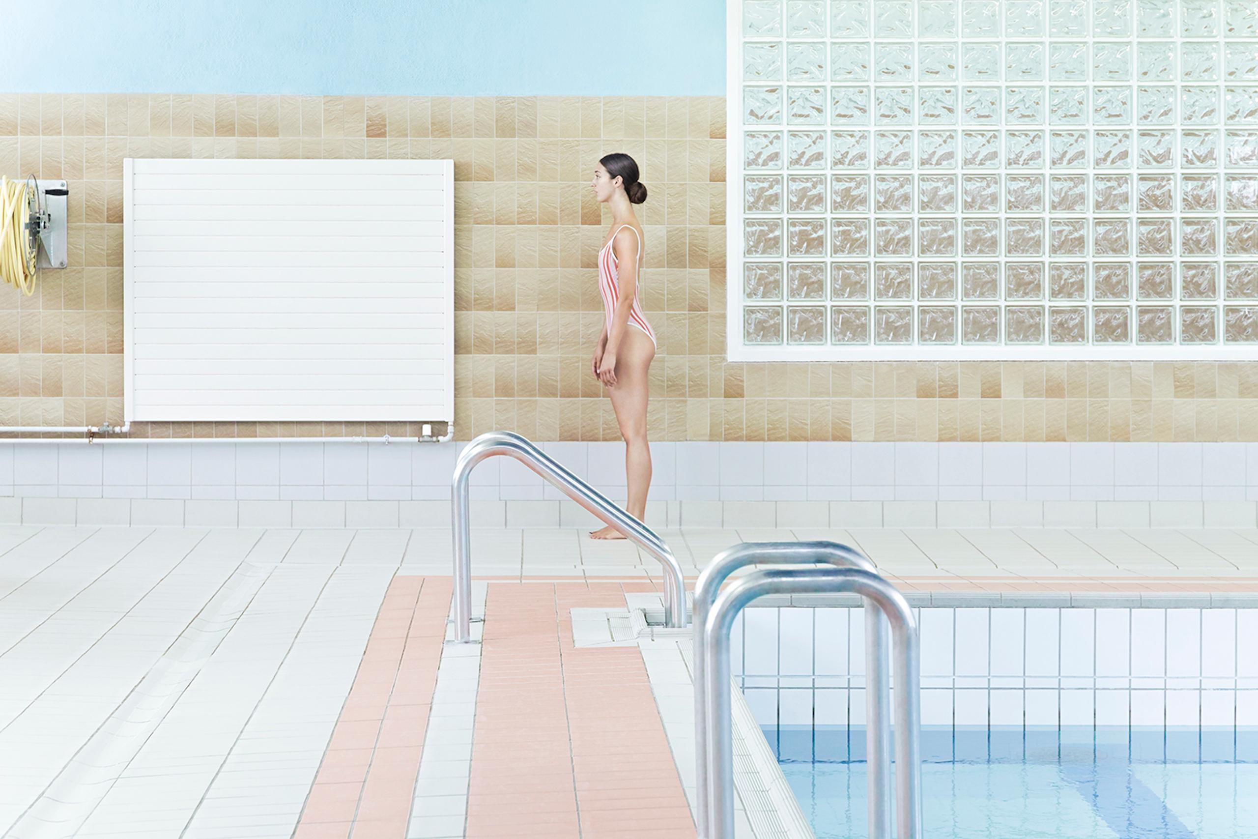 The pool is a photograph by French contemporary artist Camille Brasselet. 

This photograph is sold unframed as a print only. It is available in 2 dimensions:
*50 cm × 75 cm (19.7" × 29.5"), edition of 15 copies
*80 cm × 120 cm (31.5" × 47.2"),