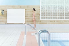 The POOL von Camille Brasselet - Contemporary fine art photograph, pastell, schwimmen