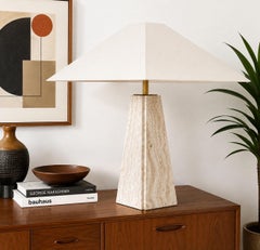 Camille Breesch Monumental Travertine and Brass Table Lamp, circa 1980s