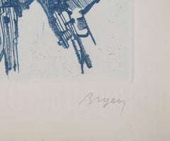 Abstract landscape - Original Etching, Signed