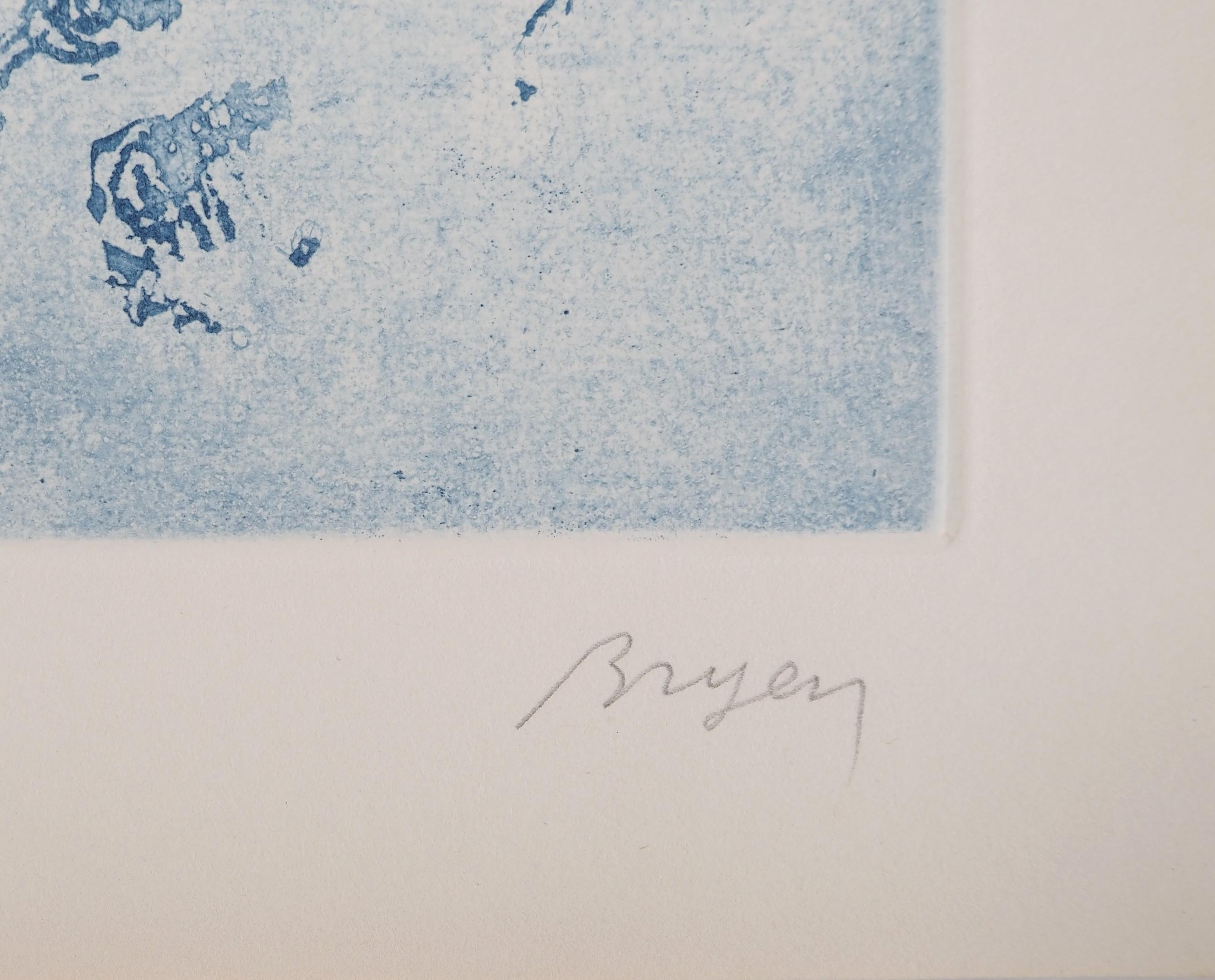 Reflection in Blue - Original Etching, Signed - Print by Camille Bryen