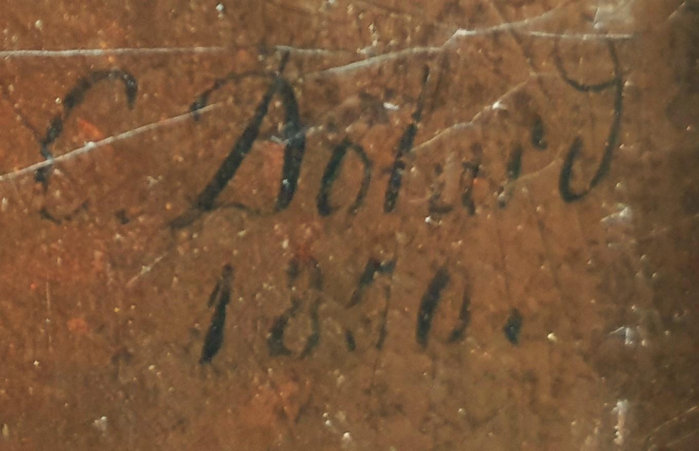 DOLARD Pittura realista Natura morta L'Oeil Arancione Vetro Pane Francese XIX in vendita 2