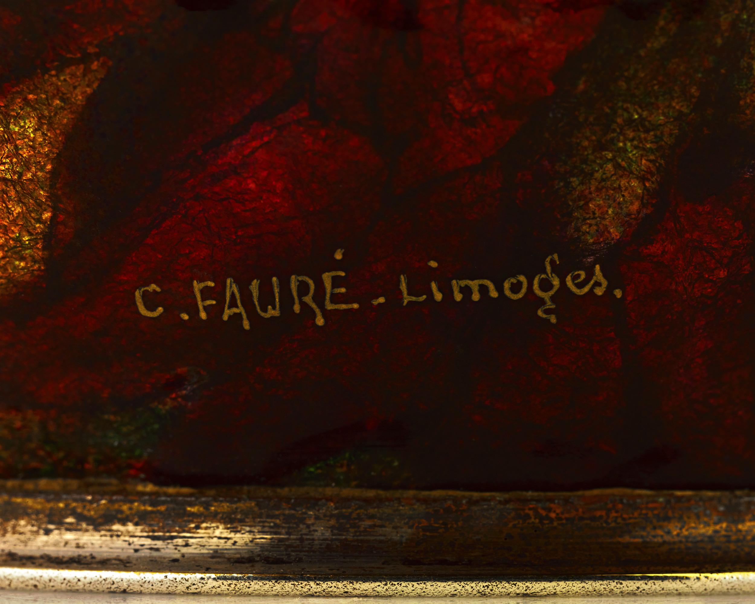 Camille Faur Emaille Chrysantheme Vase (Art nouveau) im Angebot