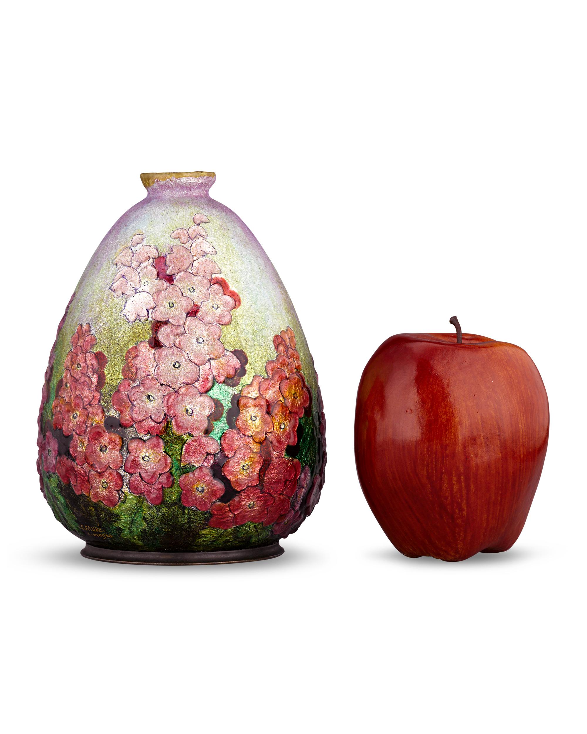 Camille Fauré Emaille-Vase Flora (Französisch) im Angebot