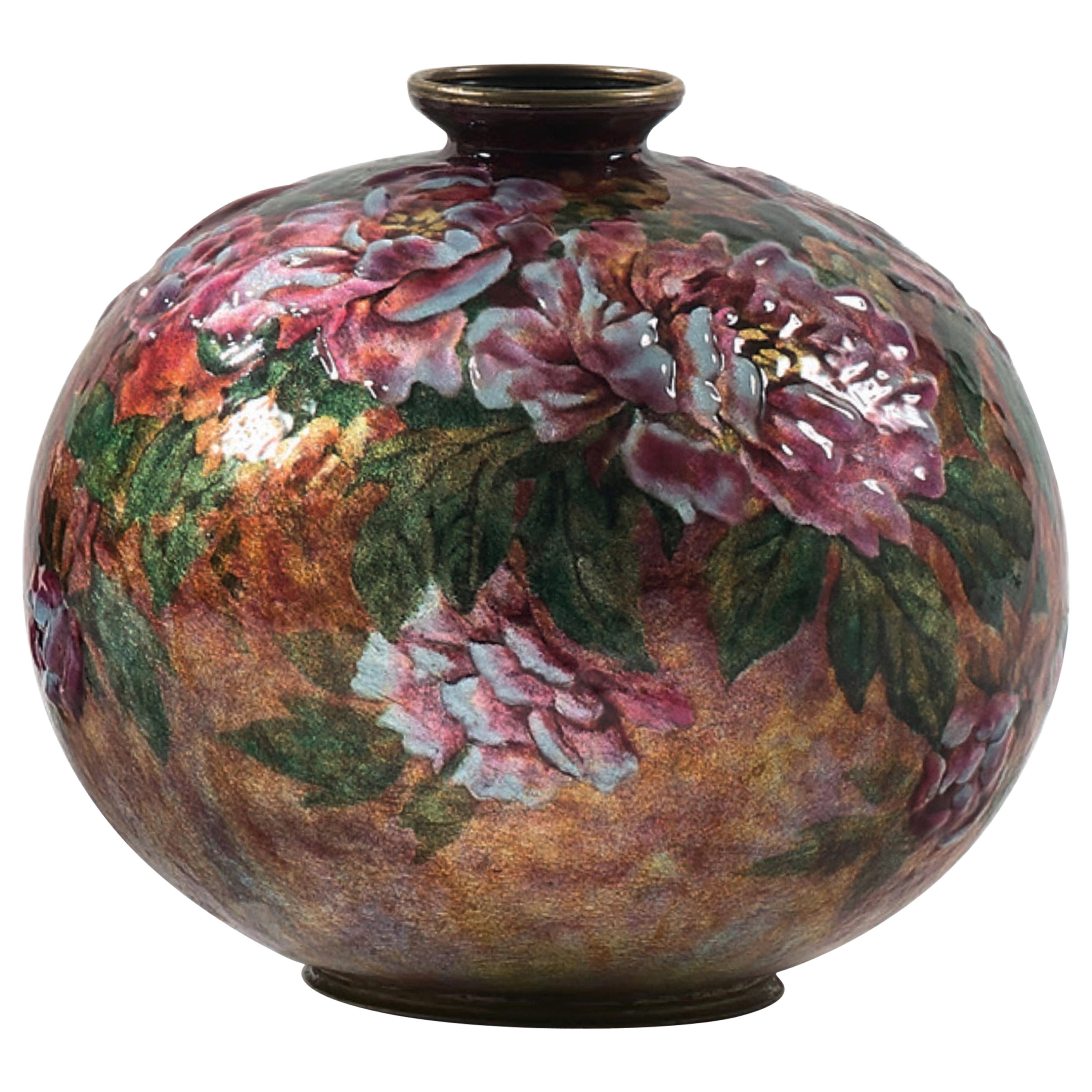 Camille Faure Vase en cuivre émaillé