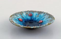 Camille Fauré for Limoges, France, Art Nouveau Bronze Bowl in Enamel Work