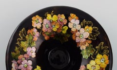 Camille Fauré for Limoges, France, Art Nouveau Bronze Bowl in Enamel Work