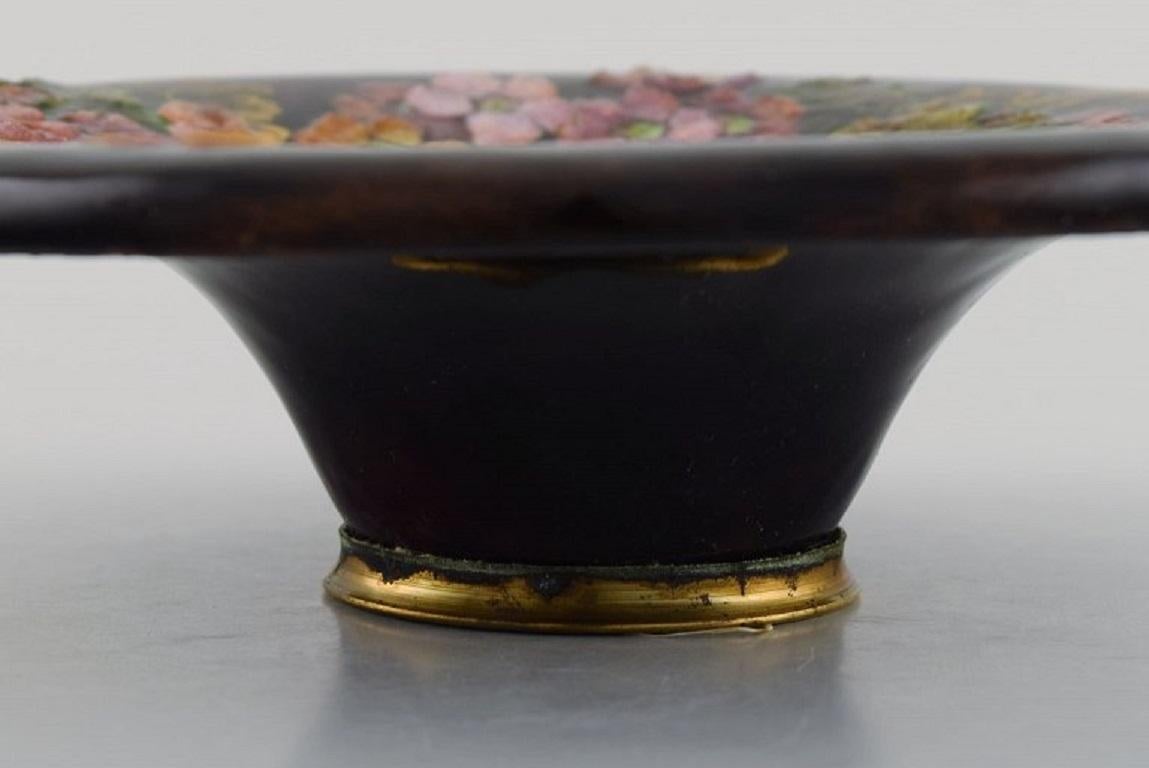 Early 20th Century Camille Fauré for Limoges, France, Art Nouveau Bronze Bowl in Enamel Work