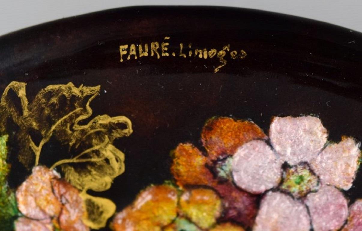 Camille Fauré for Limoges, France, Art Nouveau Bronze Bowl in Enamel Work 1