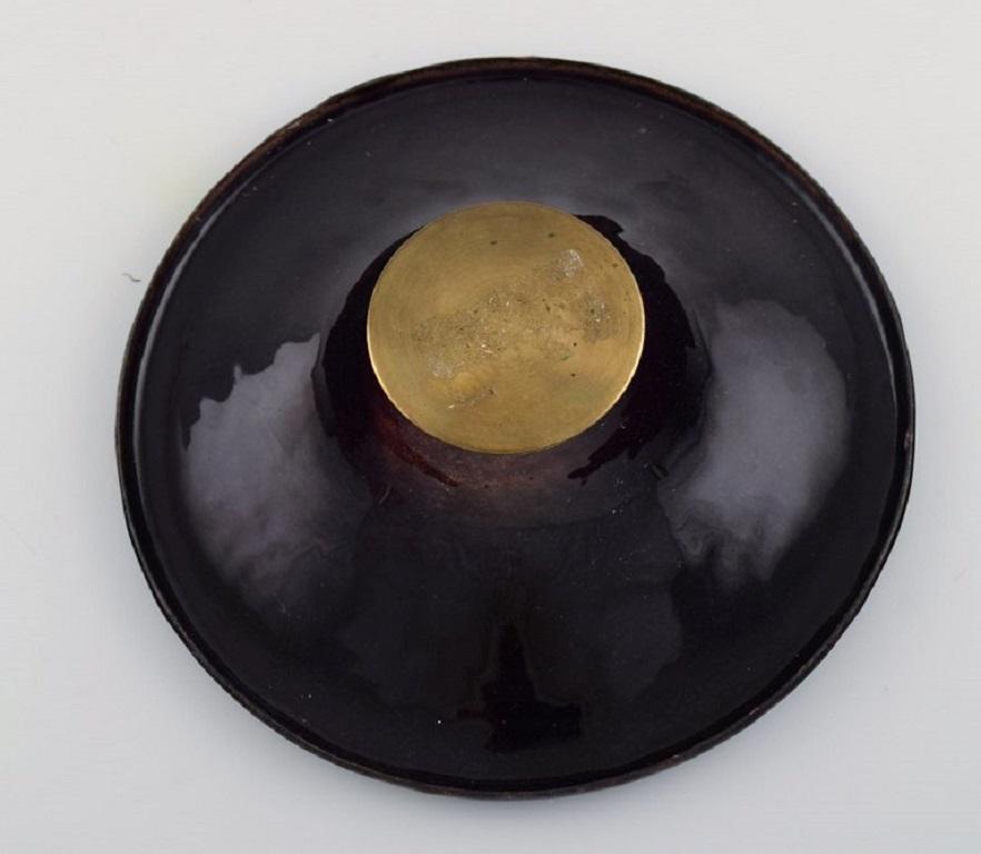Camille Fauré for Limoges, France, Art Nouveau Bronze Bowl in Enamel Work 2