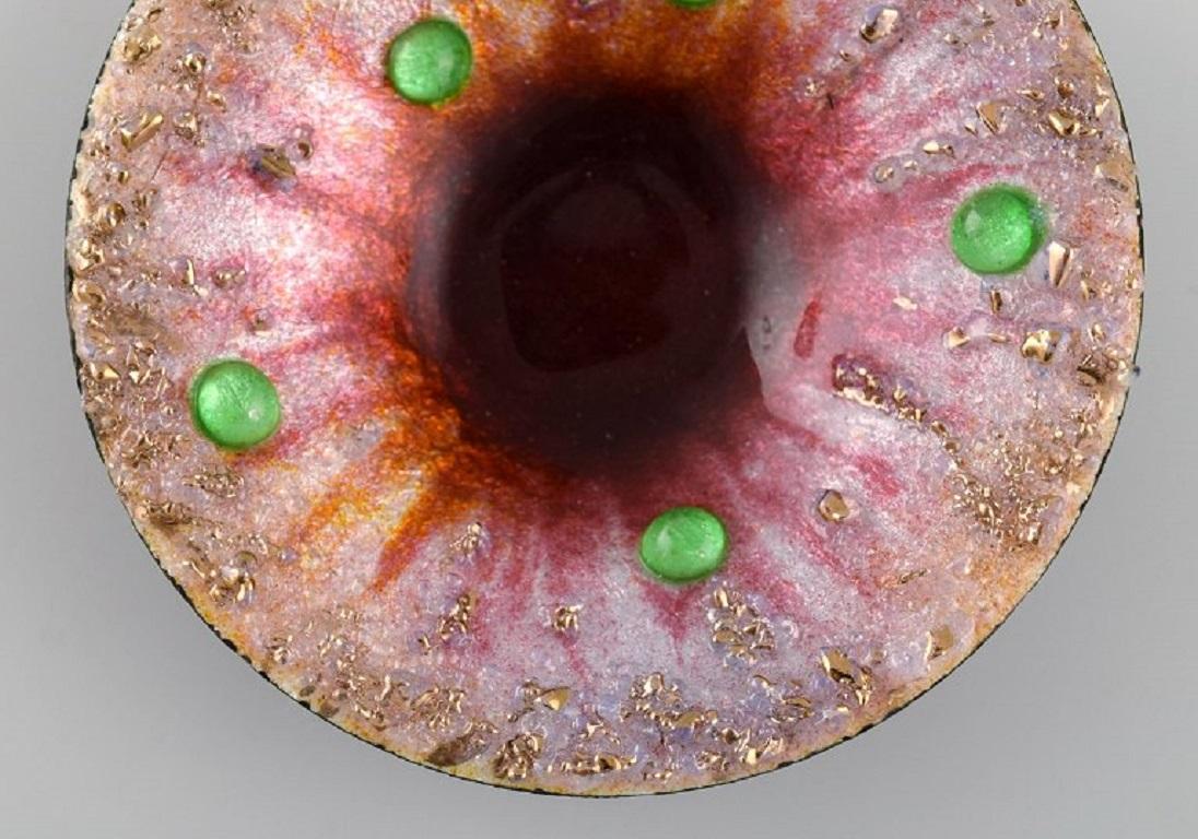 Camille Fauré for Limoges, France, Four Art Nouveau Bronze Bowls in Enamel Work In Excellent Condition In København, Copenhagen