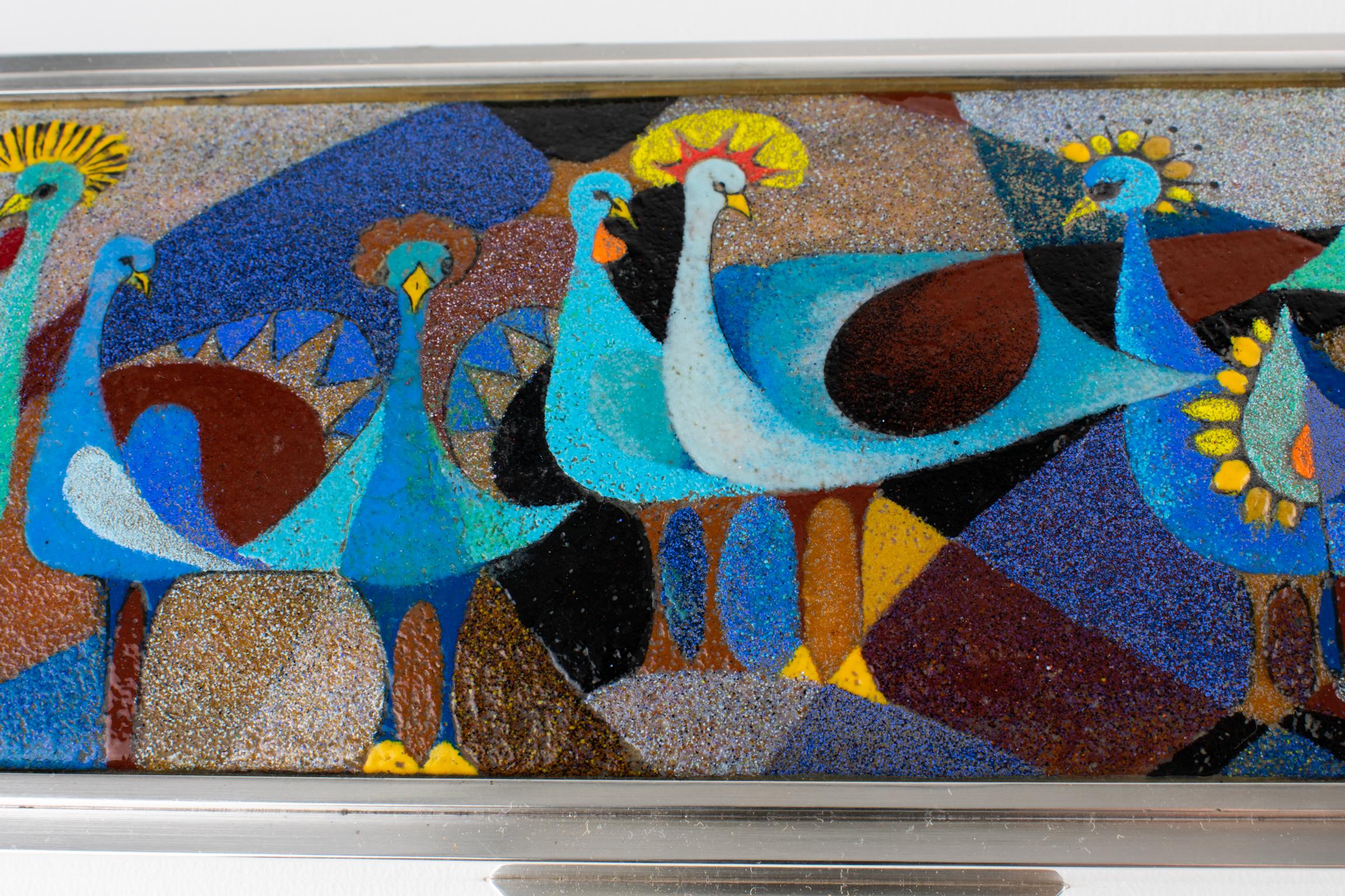 Camille Faure Limoges Modernist Enamel and Silver Plate Artwork Box, circa 1950 For Sale 4