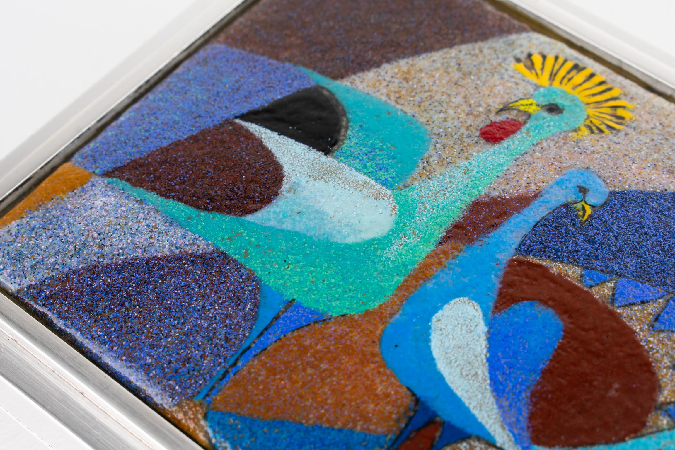 Camille Faure Limoges Modernist Enamel and Silver Plate Artwork Box, circa 1950 For Sale 11
