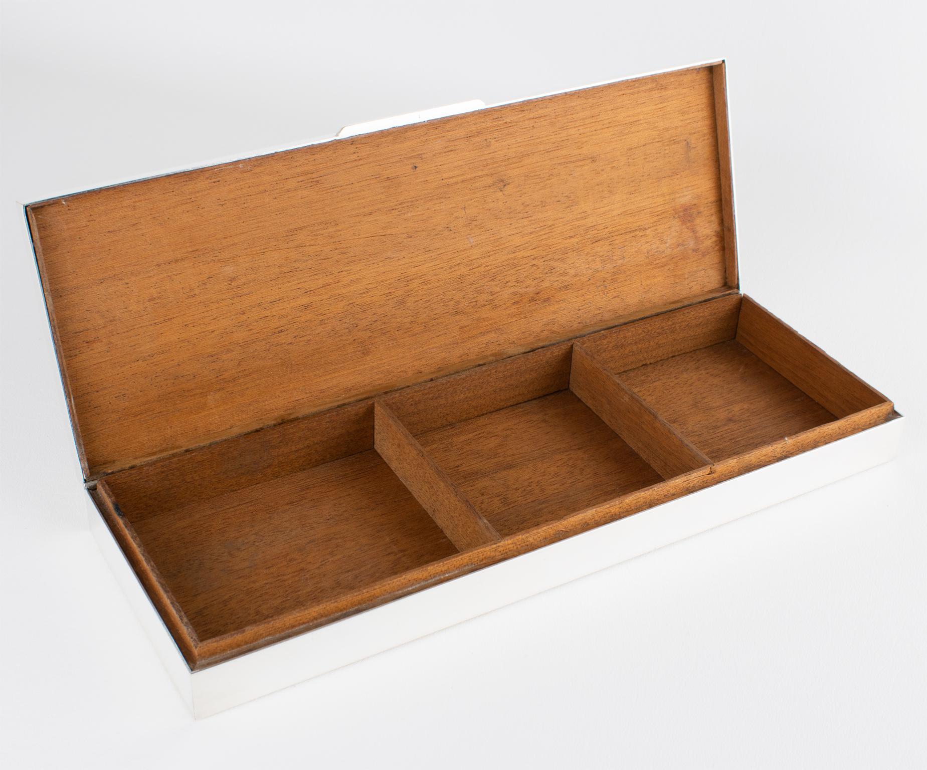 Camille Faure Limoges Modernist Enamel and Silver Plate Artwork Box, circa 1950 In Good Condition For Sale In Atlanta, GA