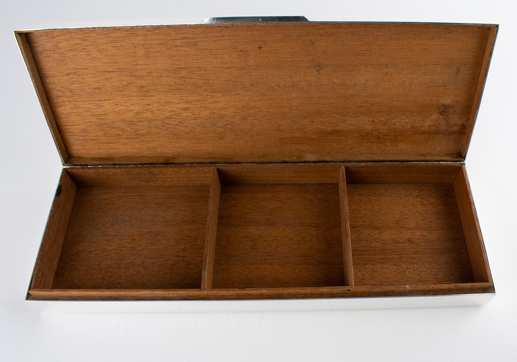 Mid-20th Century Camille Faure Limoges Modernist Enamel and Silver Plate Artwork Box, circa 1950 For Sale