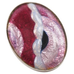 Broche en émail rose d'inspiration Art déco de l'école de Limoges, Camille Faure