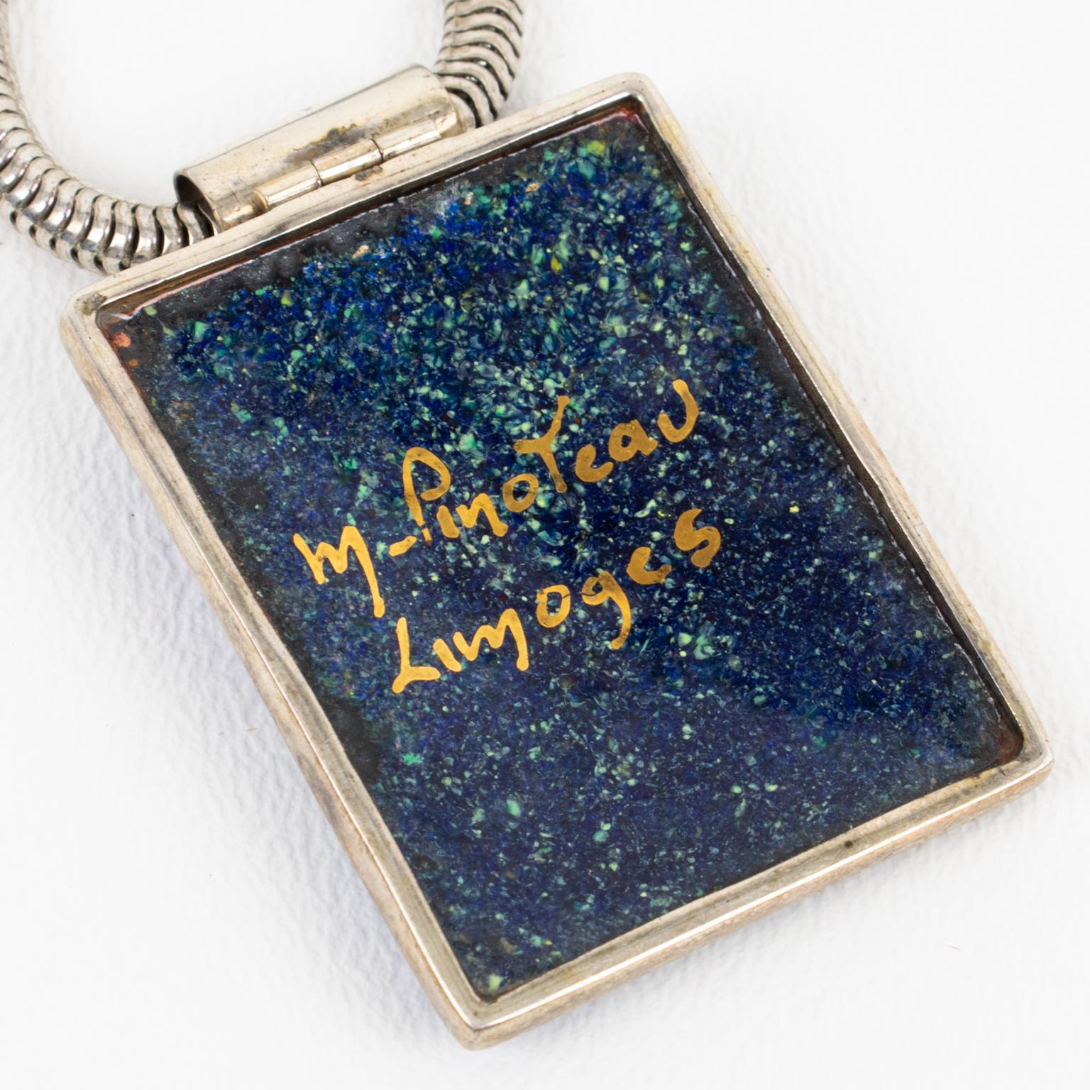 Collana Art Deco con smalto blu della Scuola Camille Faure di Limoges in vendita 5