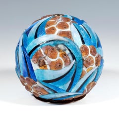 Camille Fauré, Jarrón esférico Art Déco esmaltado con decoración ornamental, Francia 1925