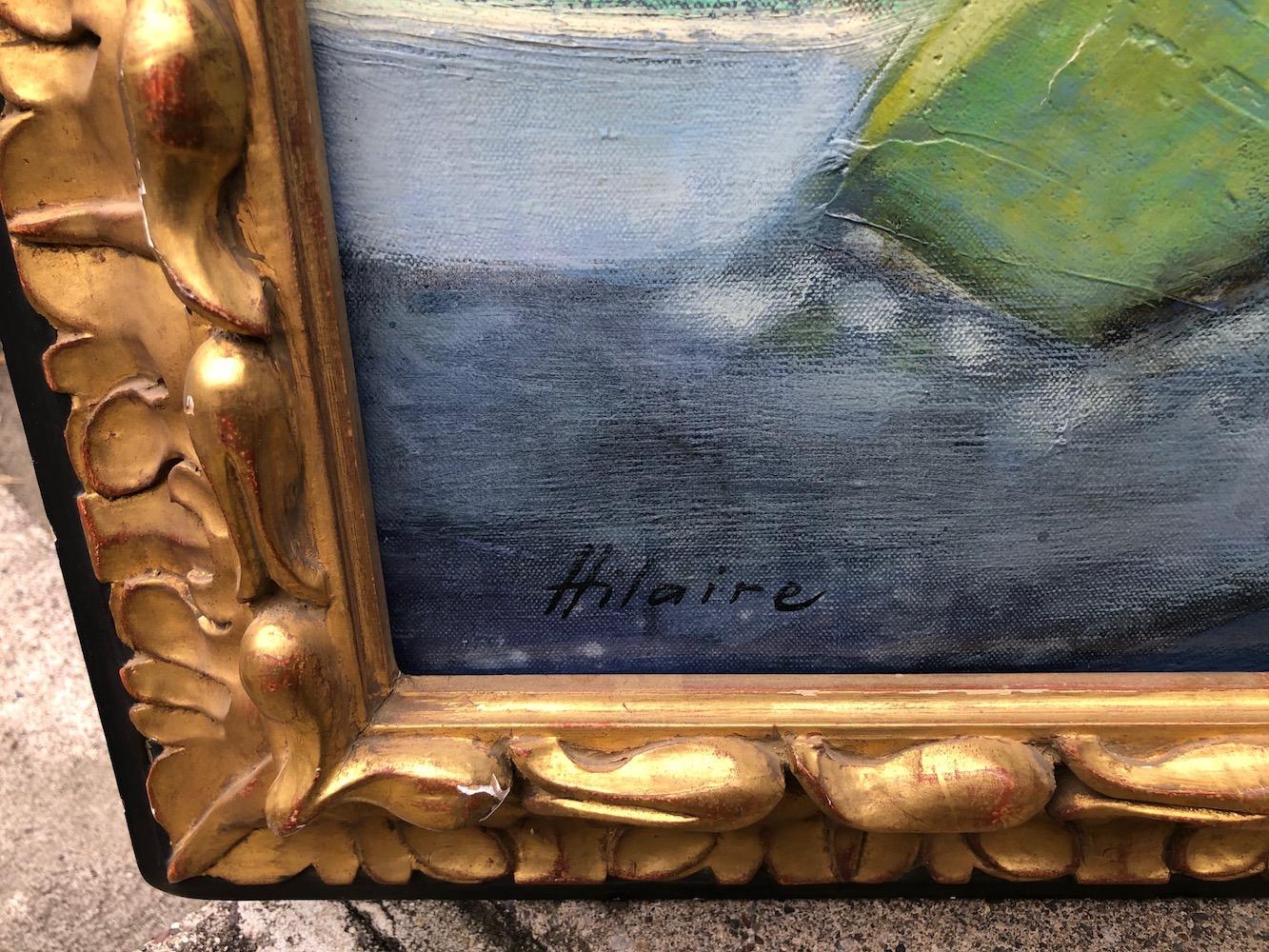 Camille Hilaire (1916-2004)
La grande falaise
signed 'Hilaire' (lower left); signed, titled and inscribed 'G. 12/La grande falaise/Hilaire' (on the reverse)
oil on canvas. Authenticity by Hilaire,
Measures: 35 x 35 Unframed
45 x 45 framed.