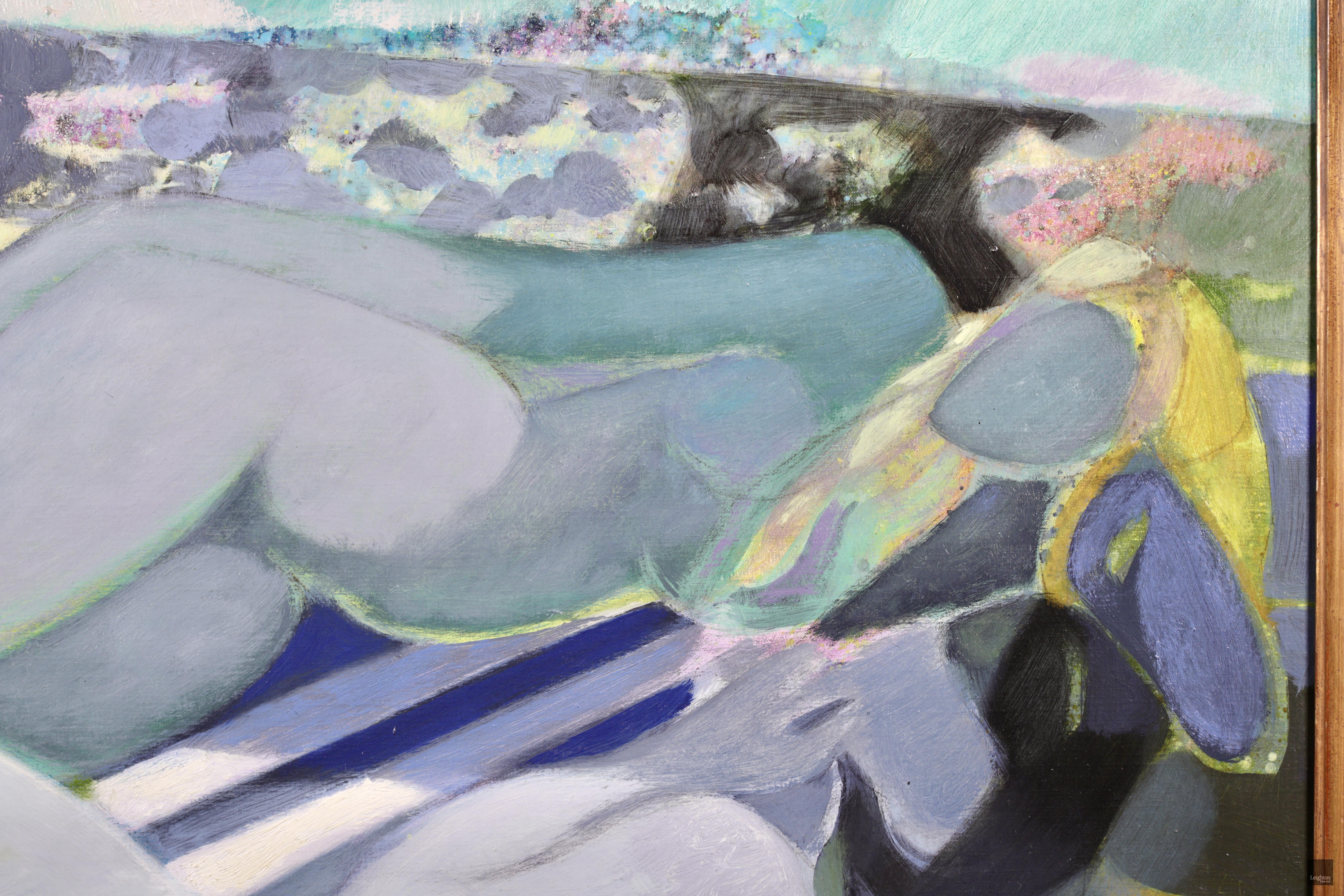 Baigneuse a Trouville - Cubist Oil, Nudes in Landscape by Camille Hilaire For Sale 1