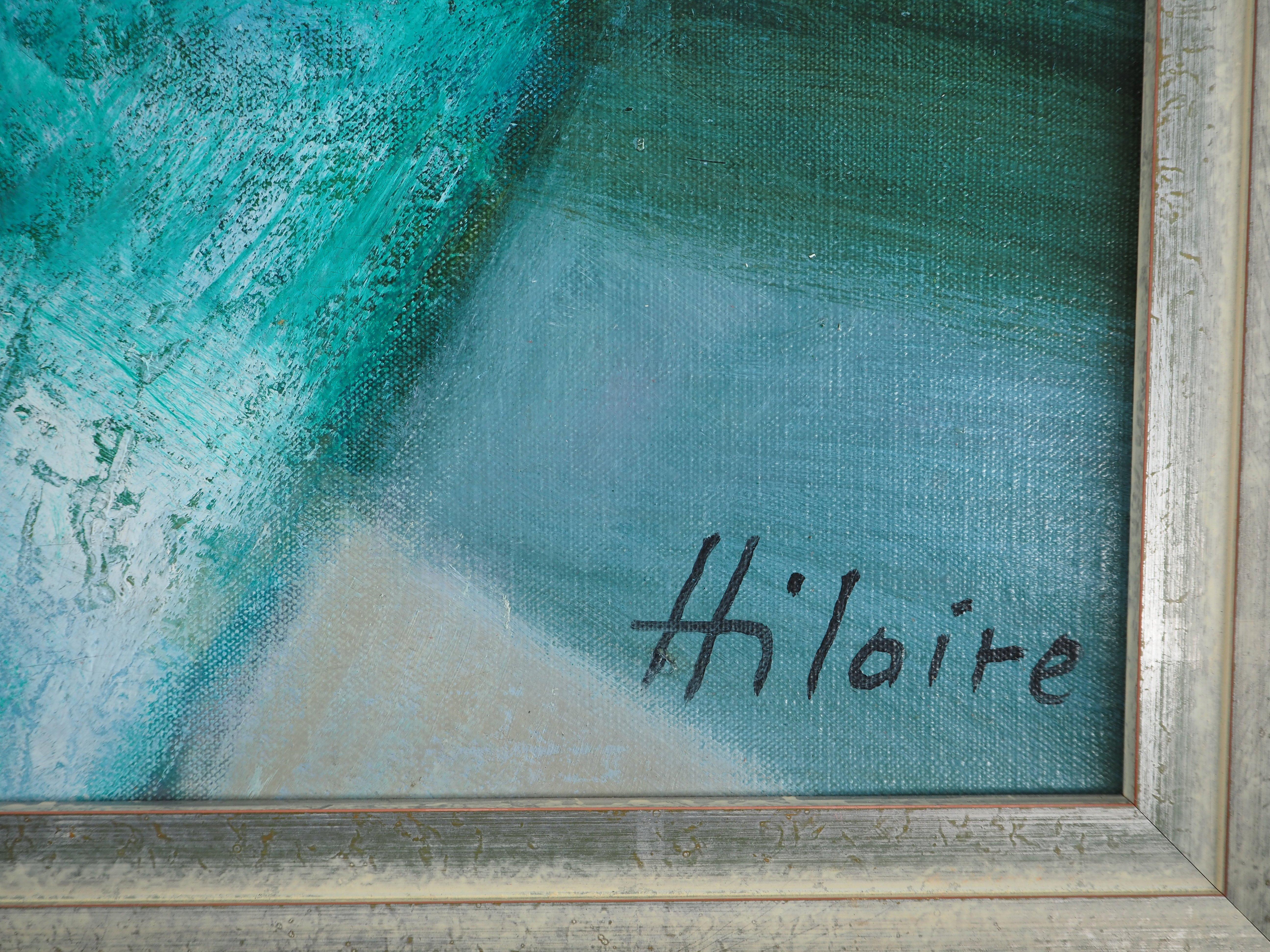 French  Riviera : Cove in the Mediterranean Sea - Original oil on canvas, Signed - Painting by Camille Hilaire