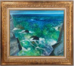 Côte d'Azur : La mer à Antibes - Huile originale sur toile:: Signé