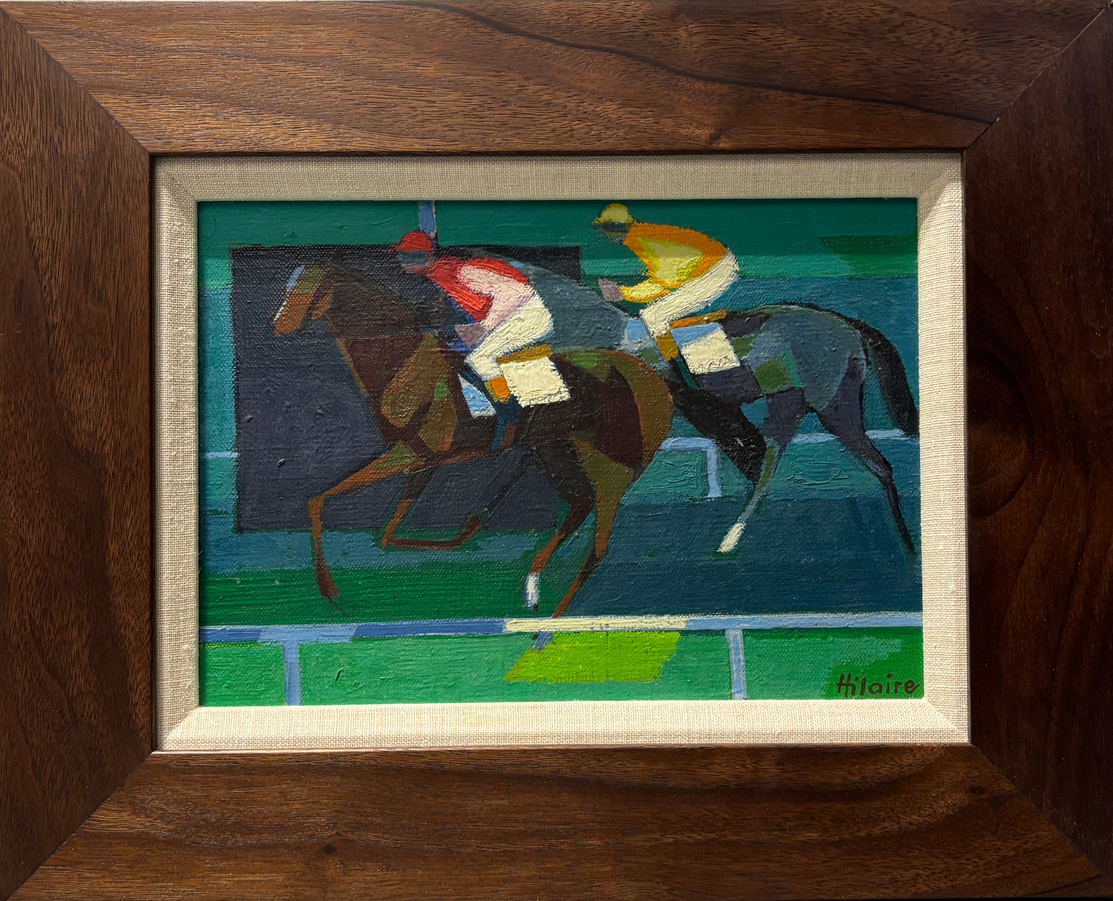 L'Arrivée, olio su tela francese del XX secolo - Painting di Camille Hilaire