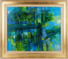 Normandía : Reflejo sobre un río - Óleo original sobre lienzo, Firmado