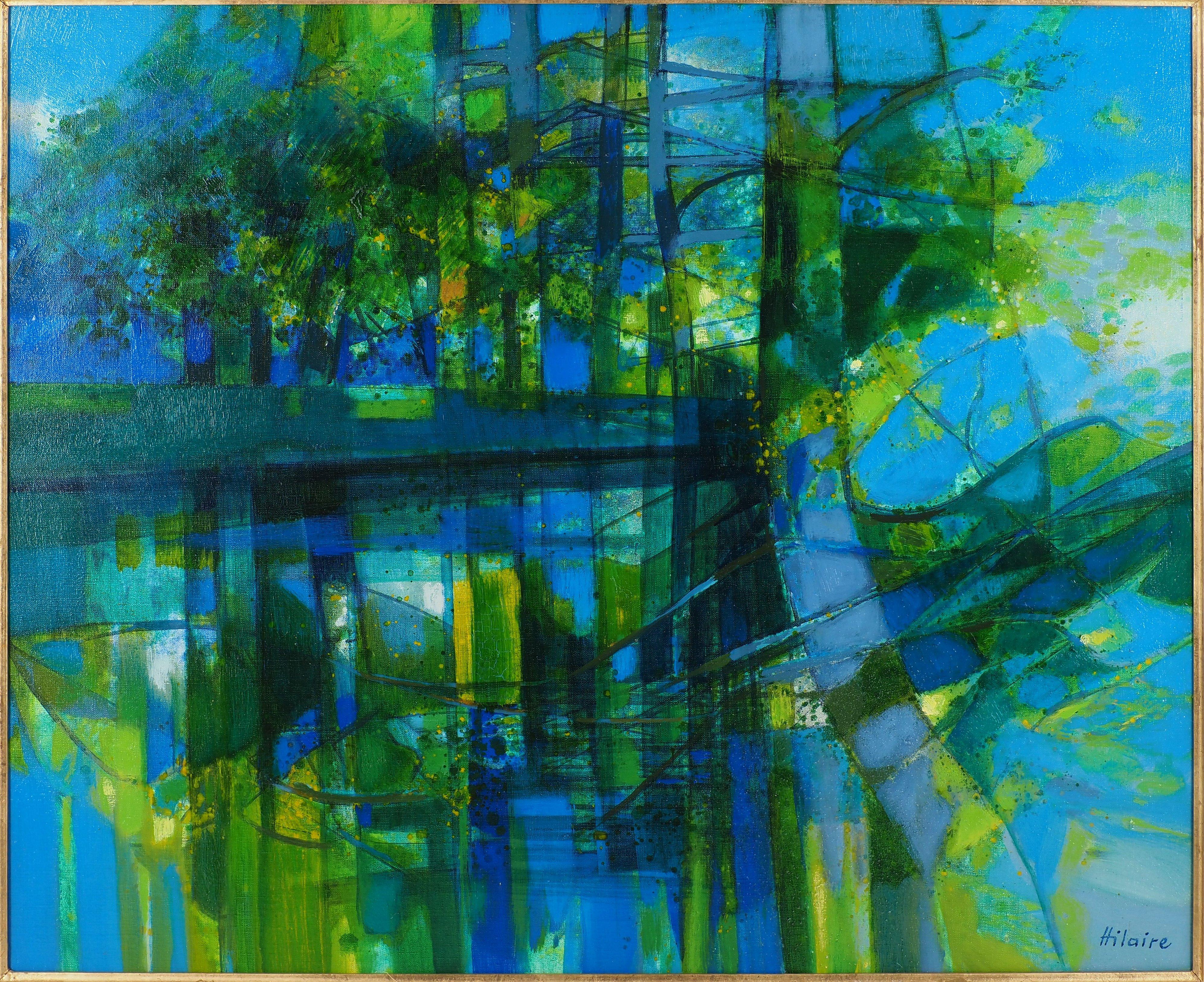 Landscape Painting di Camille Hilaire - Normandia: Riflesso su un fiume - Olio originale su tela, firmato