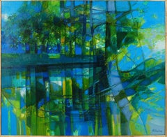 Normandy : Reflection on a River - Huile sur toile originale, signée