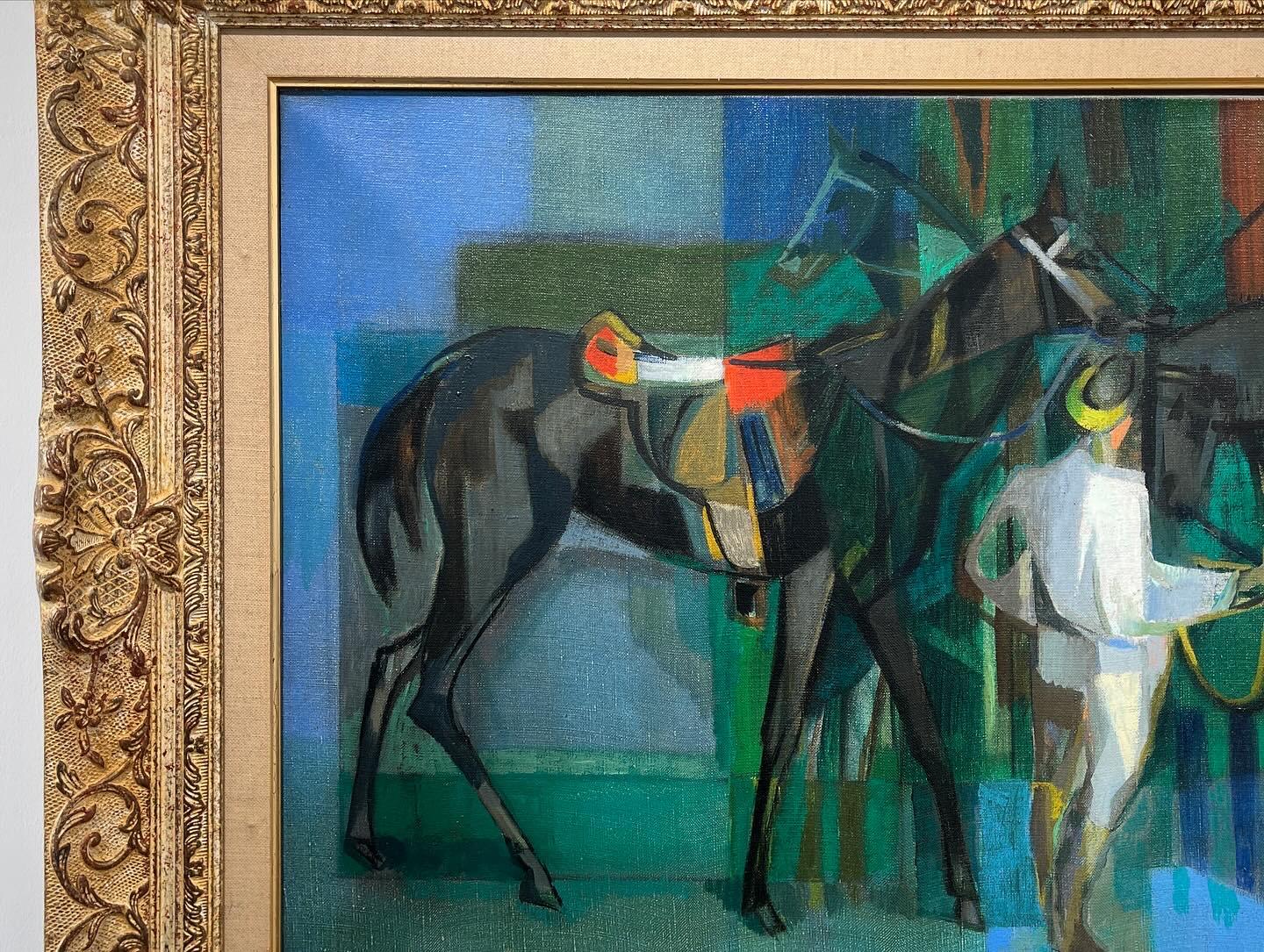 Scène équestre - Painting Postmoderno di Camille Hilaire