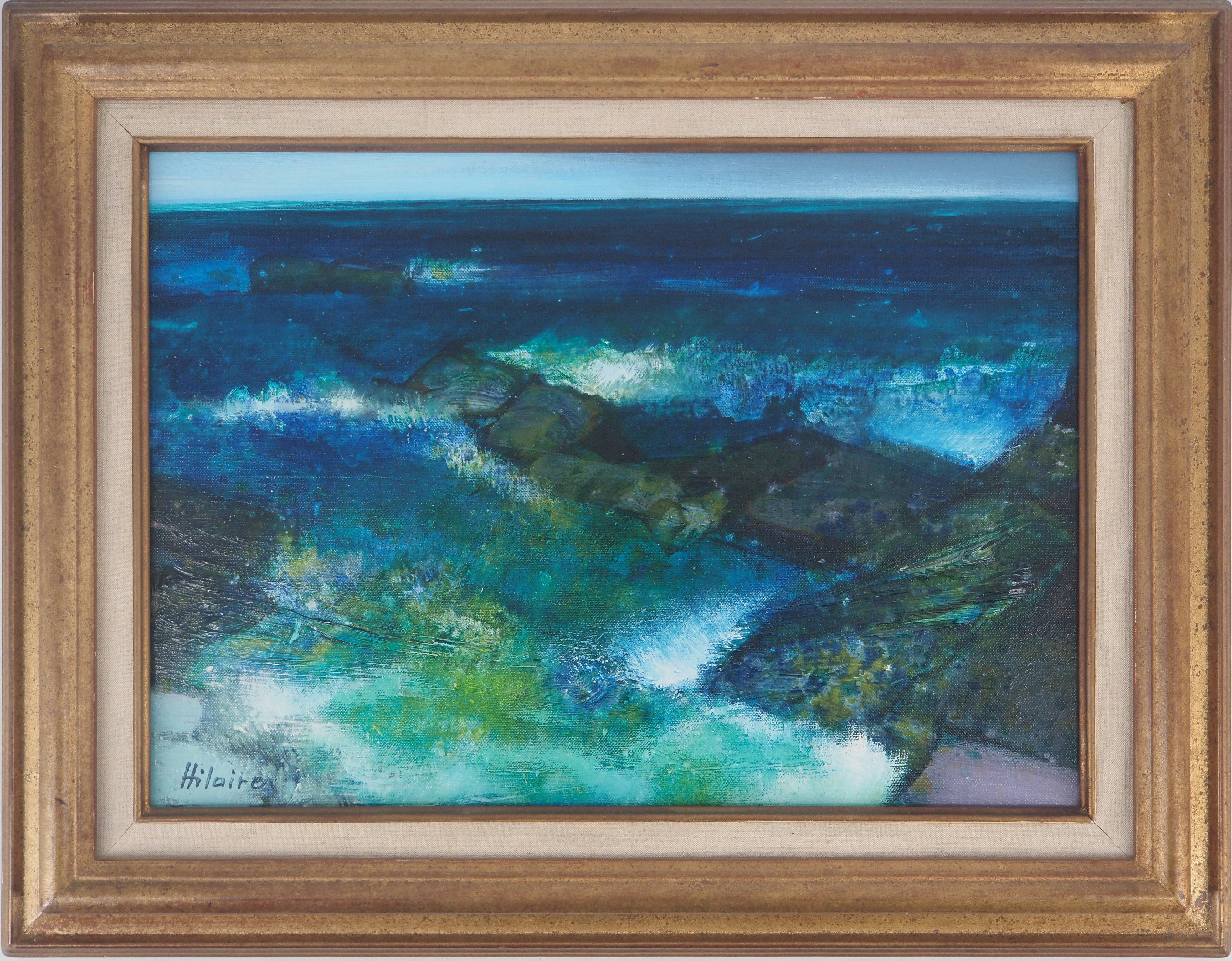 Camille Hilaire Landscape Painting - Seascape : Waves on the Coast Rocks - Original oil on canvas, Signed