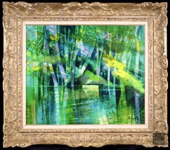 Valle de Cousin - French Cubist Oil, Green River Landscape by Camille Hilaire