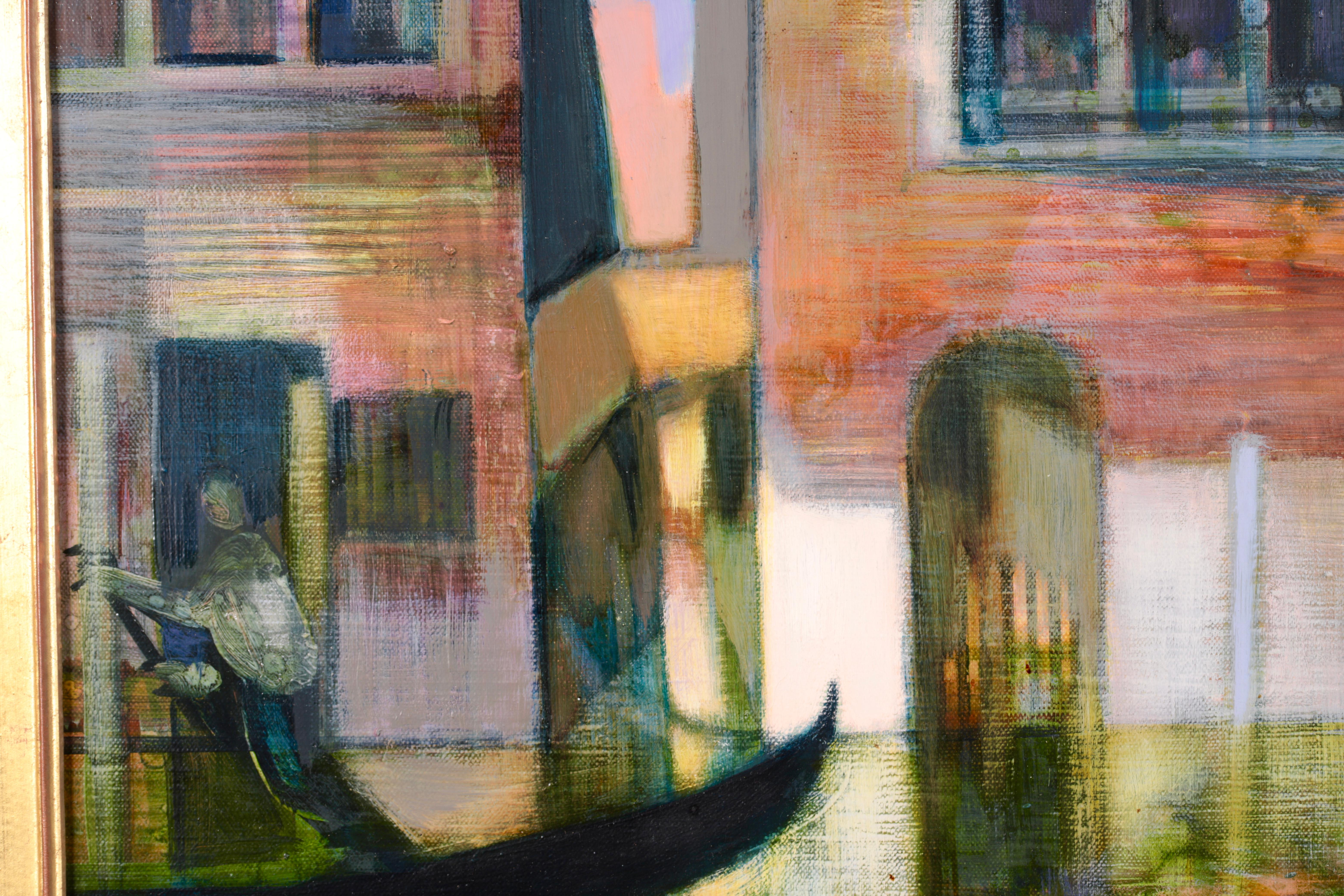Huile de paysage cubiste Vieux palais sur la canal - Venise - Camille Hilaire en vente 1